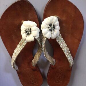 Mystique All Leather Beaded Sandals Women's Size 8